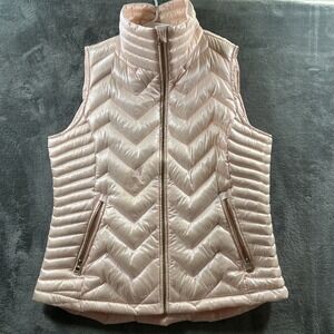 Calvin Klein CK Premium Duck Down Vest Women Large Light Pink Quilted Full Zip